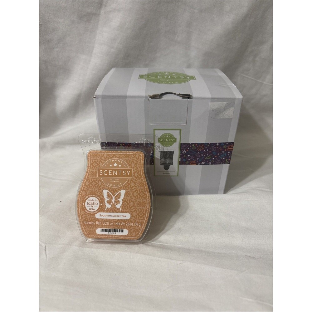 Scentsy Rodeo Western Cowboy Boots Plug In Wax Warmer& Southern Sweet Tea Wax